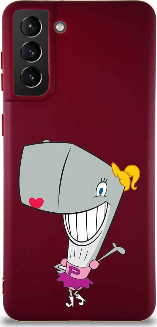 Samsung Galaxy S21 Plus Soft Premier Kapak Pearl Yengeç Tasarımlı Silikon Kılıf - Mürdüm