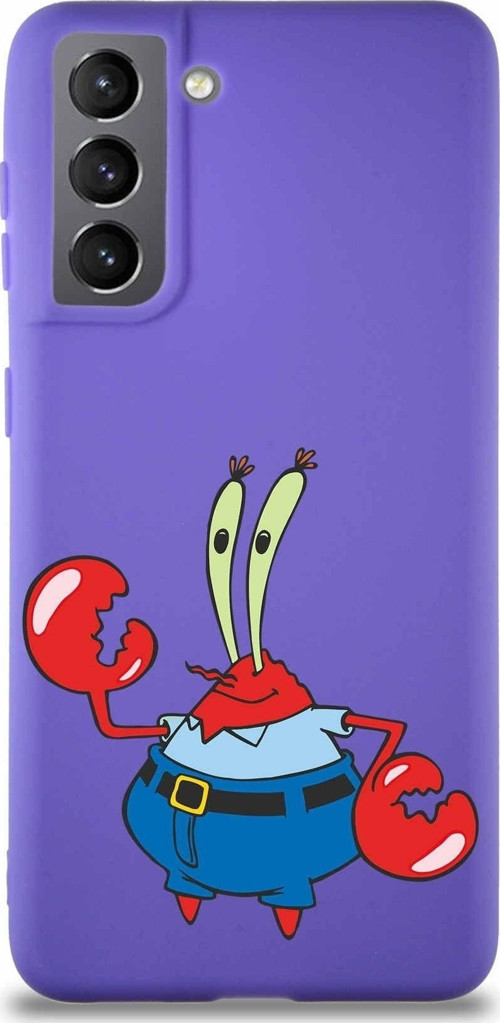 Samsung Galaxy S21 Soft Premier Kapak Bay Yengeç Tasarımlı Silikon Kılıf - Mor
