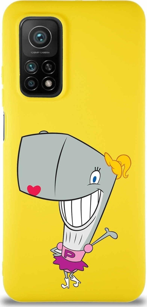 Xiaomi Mi 10T Soft Premier Kapak Pearl Yengeç Tasarımlı Silikon Kılıf - Sarı