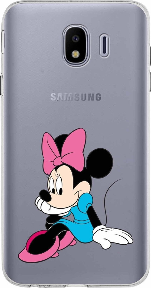 Samsung Galaxy J4 Kapak Minnie Mouse Tasarımlı Şeffaf Silikon Kılıf