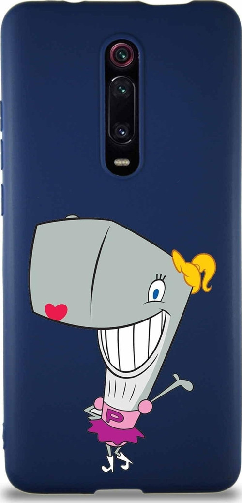 Xiaomi Mi 9T Soft Premier Kapak Pearl Yengeç Tasarımlı Silikon Kılıf - Lacivert