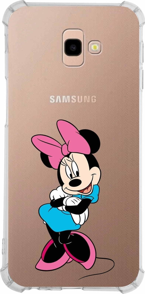 Samsung Galaxy J4 Plus Köşe Korumalı Antişok Kapak Minnie Mouse Tasarımlı Şeffaf Kılıf