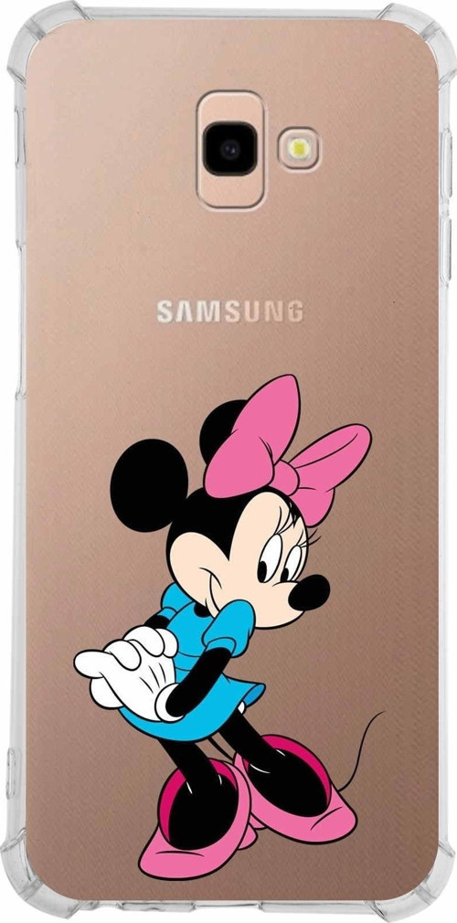 Samsung Galaxy J4 Plus Köşe Korumalı Antişok Kapak Minnie Mouse Tasarımlı Şeffaf Kılıf