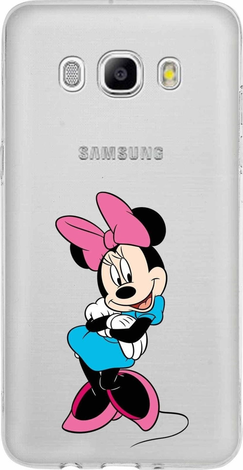 Samsung Galaxy J5 2016 Kapak Minnie Mouse Tasarımlı Şeffaf Silikon Kılıf