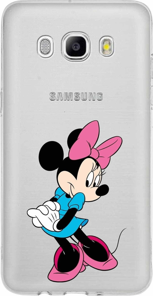 Samsung Galaxy J5 2016 Kapak Minnie Mouse Tasarımlı Şeffaf Silikon Kılıf