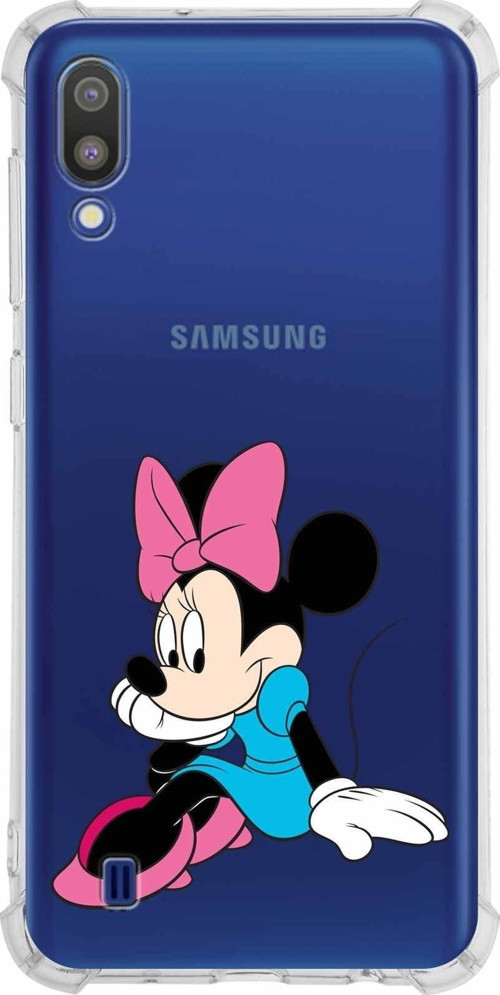Samsung Galaxy M10 Köşe Korumalı Antişok Kapak Minnie Mouse Tasarımlı Şeffaf Kılıf