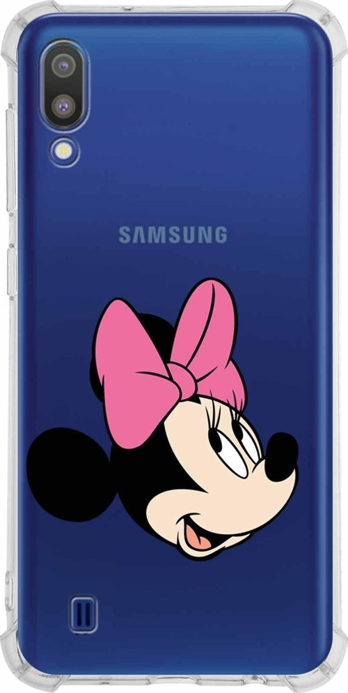 Samsung Galaxy M10 Köşe Korumalı Antişok Kapak Minnie Mouse Tasarımlı Şeffaf Kılıf