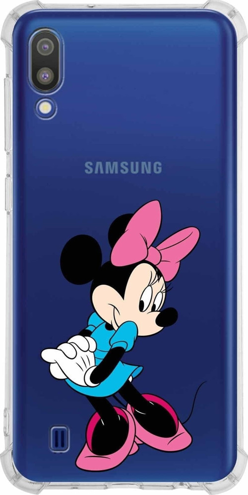 Samsung Galaxy M10 Köşe Korumalı Antişok Kapak Minnie Mouse Tasarımlı Şeffaf Kılıf