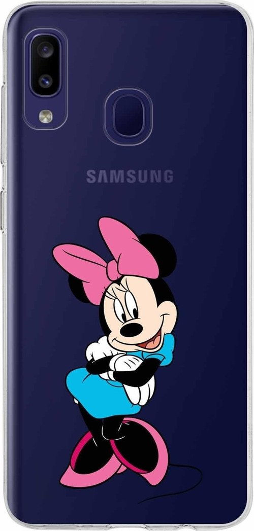 Samsung Galaxy M10S Kapak Minnie Mouse Tasarımlı Şeffaf Silikon Kılıf