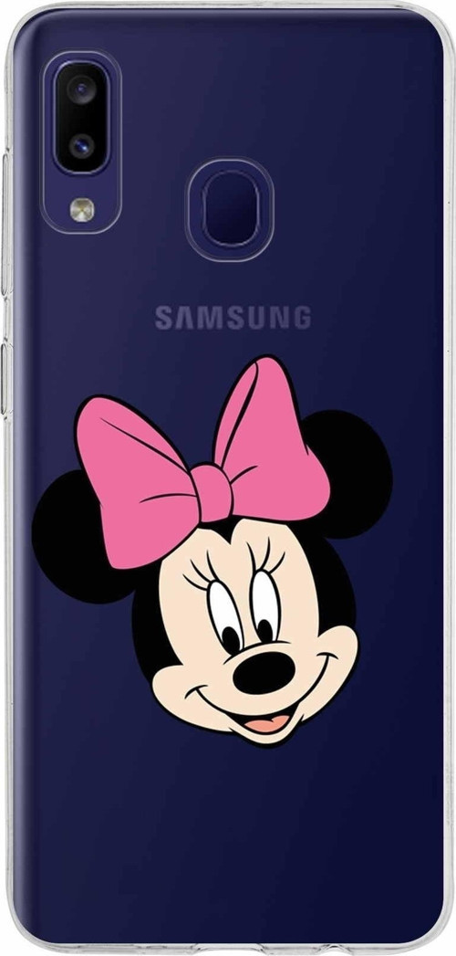 Samsung Galaxy M10S Kapak Minnie Mouse Tasarımlı Şeffaf Silikon Kılıf