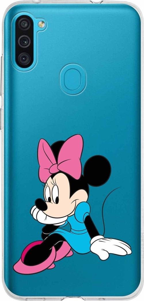 Samsung Galaxy M11 Kapak Minnie Mouse Tasarımlı Şeffaf Silikon Kılıf