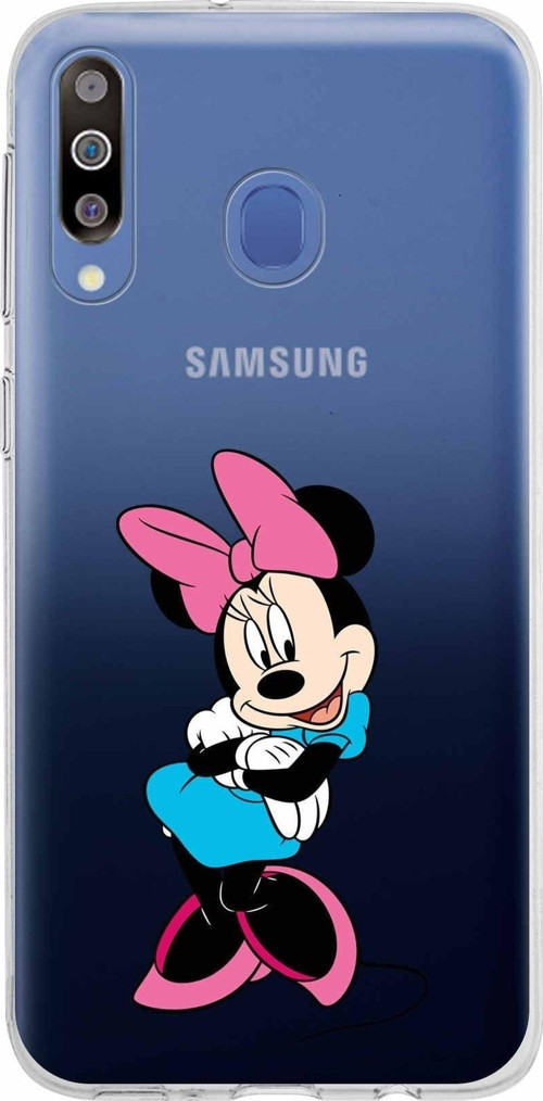Samsung Galaxy M30 Kapak Minnie Mouse Tasarımlı Şeffaf Silikon Kılıf
