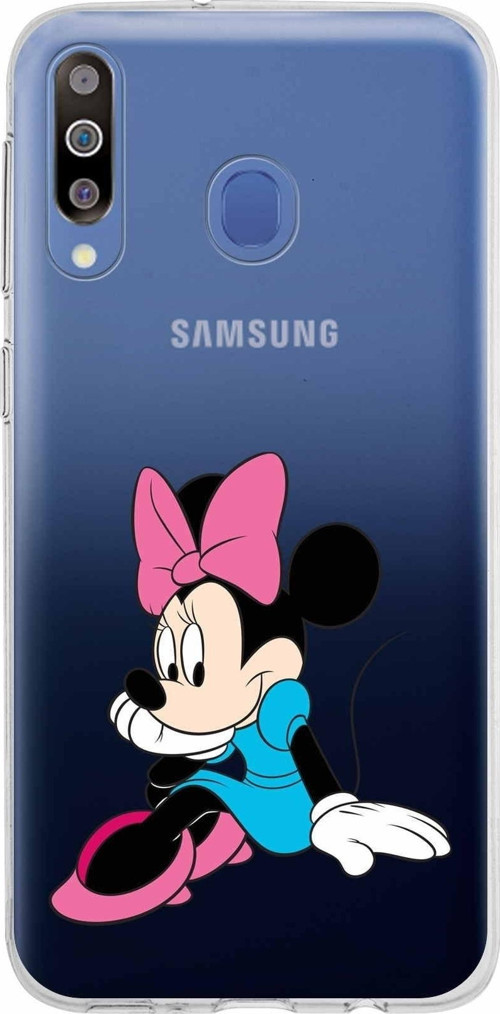 Samsung Galaxy M30 Kapak Minnie Mouse Tasarımlı Şeffaf Silikon Kılıf
