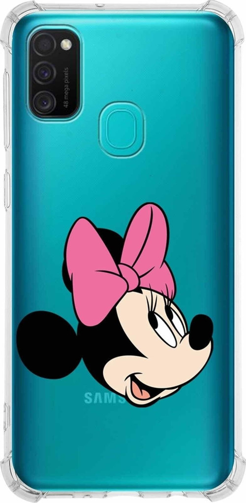 Samsung Galaxy M30S Köşe Korumalı Antişok Kapak Minnie Mouse Tasarımlı Şeffaf Kılıf