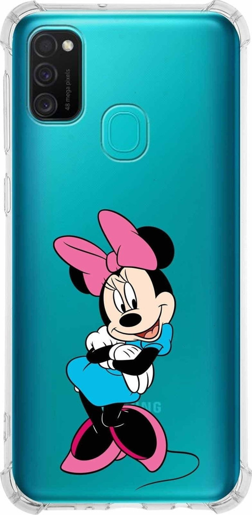 Samsung Galaxy M30S Köşe Korumalı Antişok Kapak Minnie Mouse Tasarımlı Şeffaf Kılıf