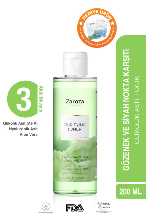 Yeşil Tonik | Arındırıcı Gözenek Sıkılaştırıcı Glikolik Asit Tonik - Purifying Toner 200 ml