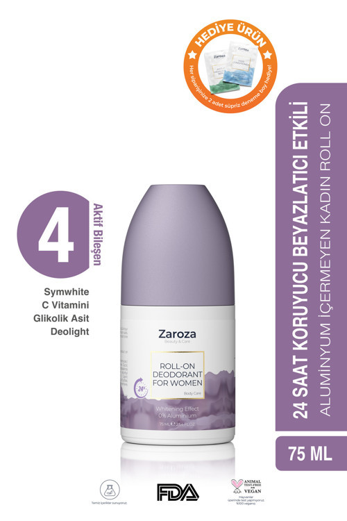 Beyazlatma Etkili Roll-on Kadın | 24 Saat Koruma Aluminyum Içermeyen Kadın Roll On - 75 ml