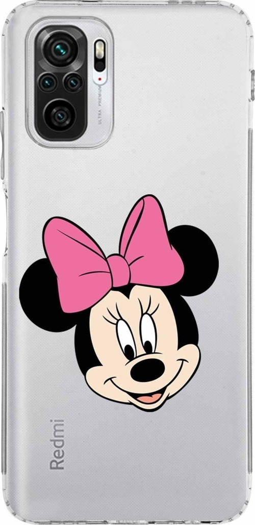 Xiaomi Redmi Note 10S Kamera Korumalı Kapak Minnie Mouse Tasarımlı Şeffaf Kılıf