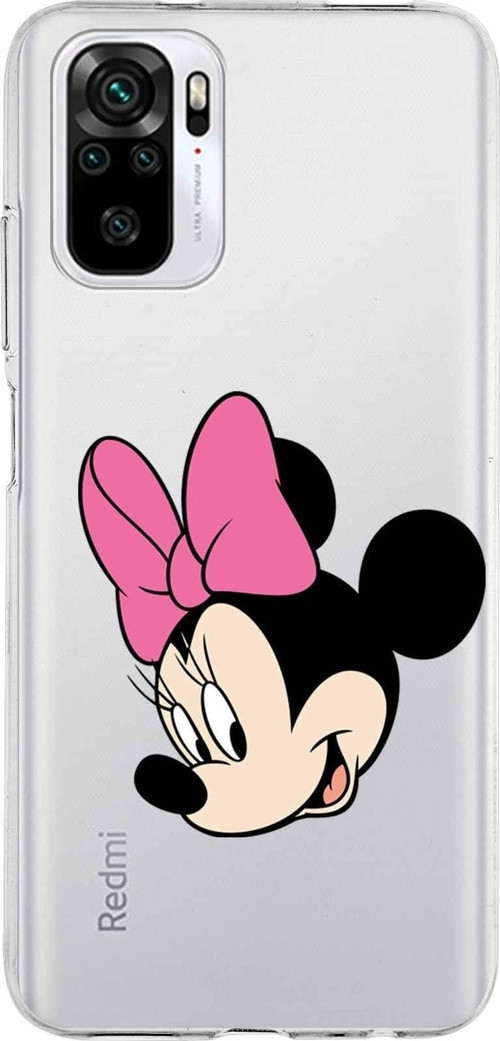 Xiaomi Redmi Note 10S Uyumlu Kapak Minnie Mouse Tasarımlı Şeffaf Silikon Kılıf