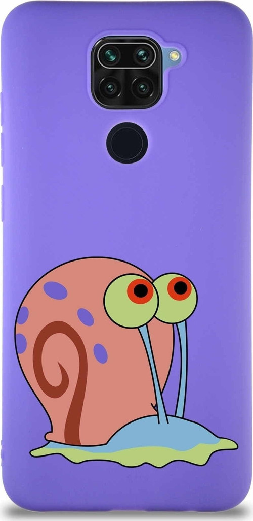 Xiaomi Redmi Note 9 Soft Premier Kapak Salyangoz Gary Tasarımlı Silikon Kılıf - Mor