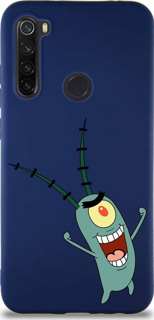 Xiaomi Redmi Note 8 Soft Premier Kapak Plankton Tasarımlı Silikon Kılıf - Lacivert