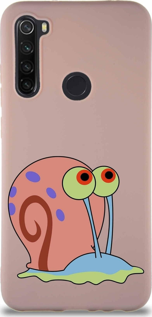 Xiaomi Redmi Note 8 Soft Premier Kapak Salyangoz Gary Tasarımlı Silikon Kılıf - Pudra