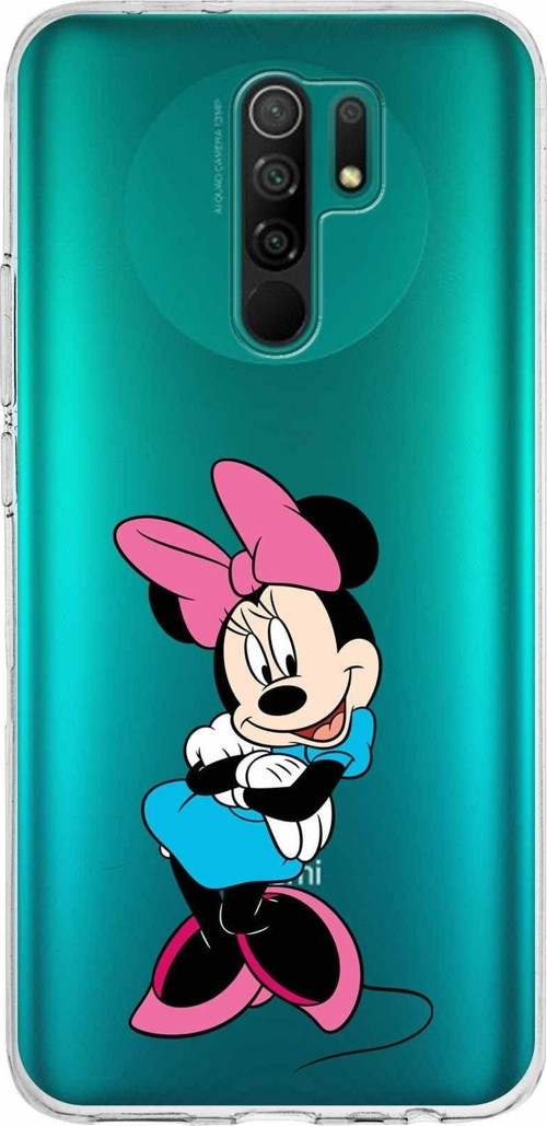Xiaomi Redmi 9 Uyumlu Kapak Minnie Mouse Tasarımlı Şeffaf Silikon Kılıf
