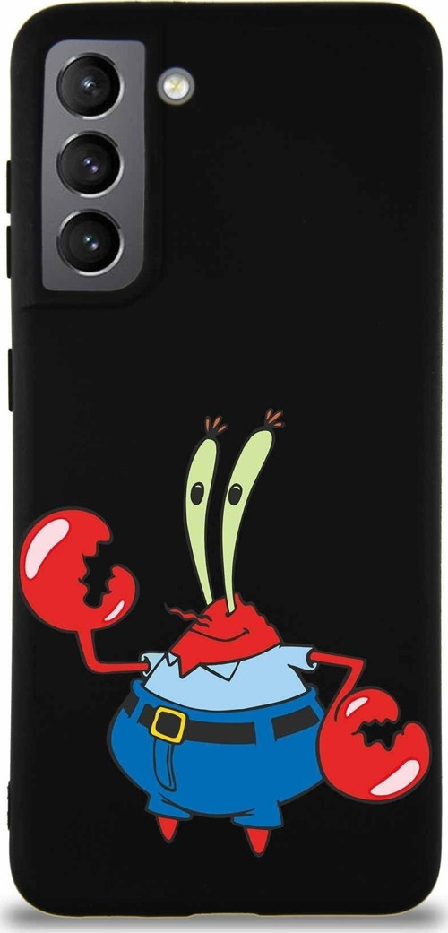 Samsung Galaxy S21 Soft Premier Kapak Bay Yengeç Tasarımlı Silikon Kılıf - Siyah