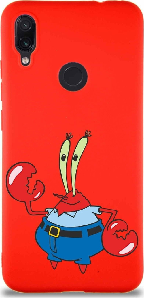 Xiaomi Redmi Note 7 Pro Soft Premier Kapak Bay Yengeç Tasarımlı Silikon Kılıf - Kırmızı
