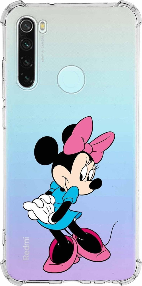 Xiaomi Redmi Note 8 Köşe Korumalı Antişok Kapak Minnie Mouse Tasarımlı Şeffaf Kılıf