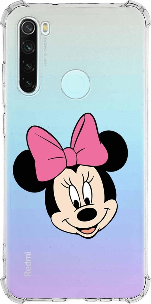 Xiaomi Redmi Note 8 Köşe Korumalı Antişok Kapak Minnie Mouse Tasarımlı Şeffaf Kılıf
