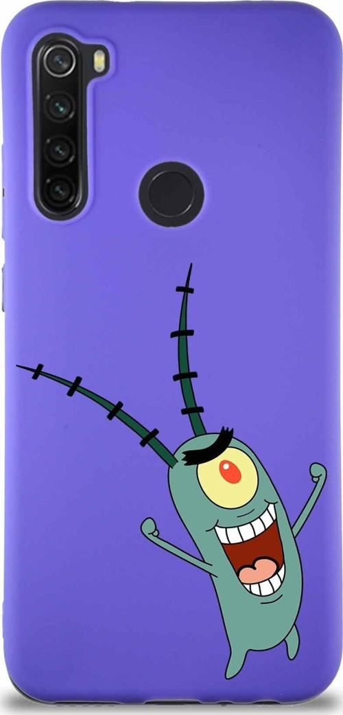 Xiaomi Redmi Note 8 Soft Premier Kapak Plankton Tasarımlı Silikon Kılıf - Mor