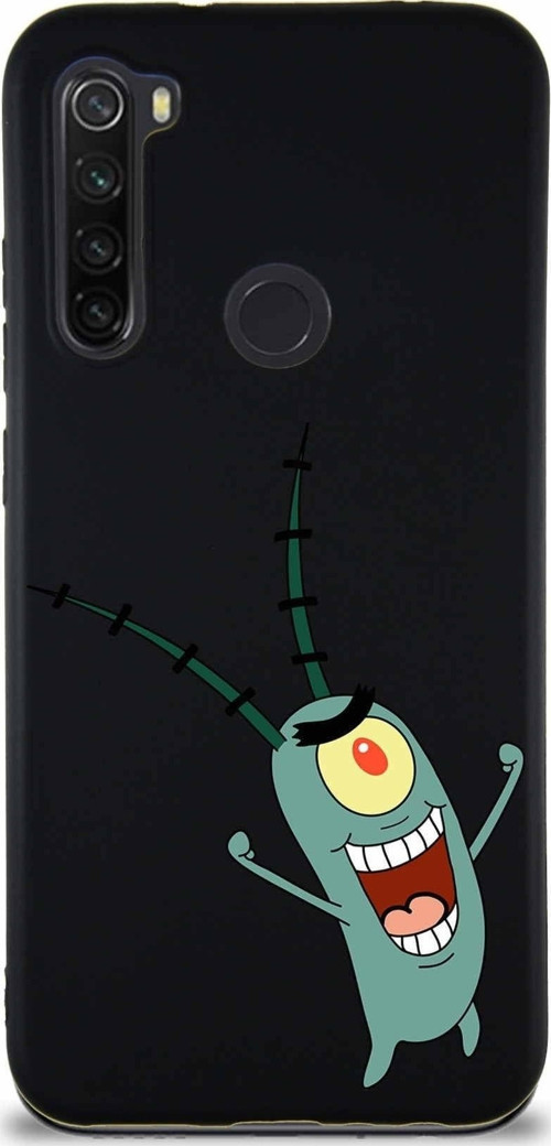 Xiaomi Redmi Note 8 Soft Premier Kapak Plankton Tasarımlı Silikon Kılıf - Siyah