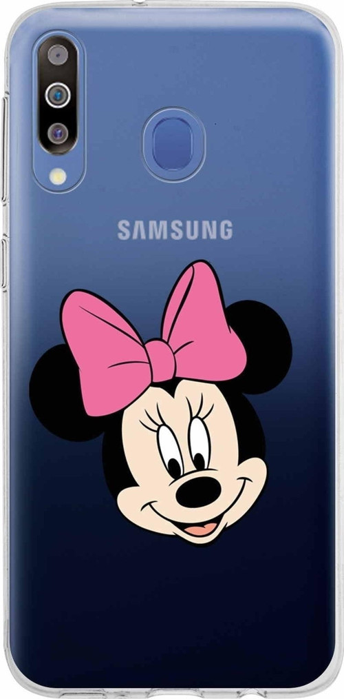 Samsung Galaxy M30 Kapak Minnie Mouse Tasarımlı Şeffaf Silikon Kılıf