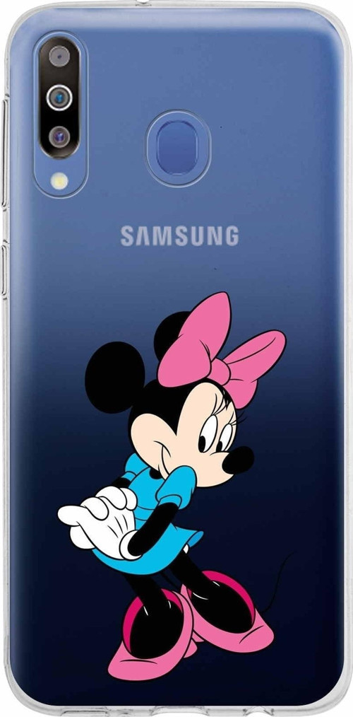Samsung Galaxy M30 Kapak Minnie Mouse Tasarımlı Şeffaf Silikon Kılıf