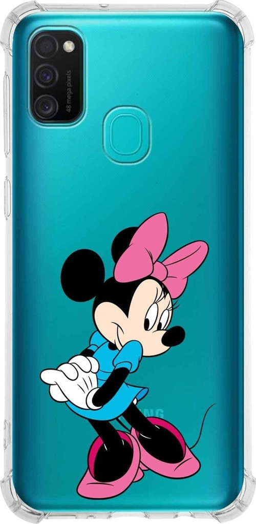 Samsung Galaxy M30S Köşe Korumalı Antişok Kapak Minnie Mouse Tasarımlı Şeffaf Kılıf
