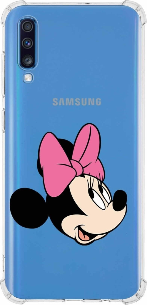 Samsung Galaxy A70 Köşe Korumalı Antişok Kapak Minnie Mouse Tasarımlı Şeffaf Kılıf