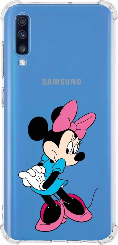 Samsung Galaxy A70 Köşe Korumalı Antişok Kapak Minnie Mouse Tasarımlı Şeffaf Kılıf
