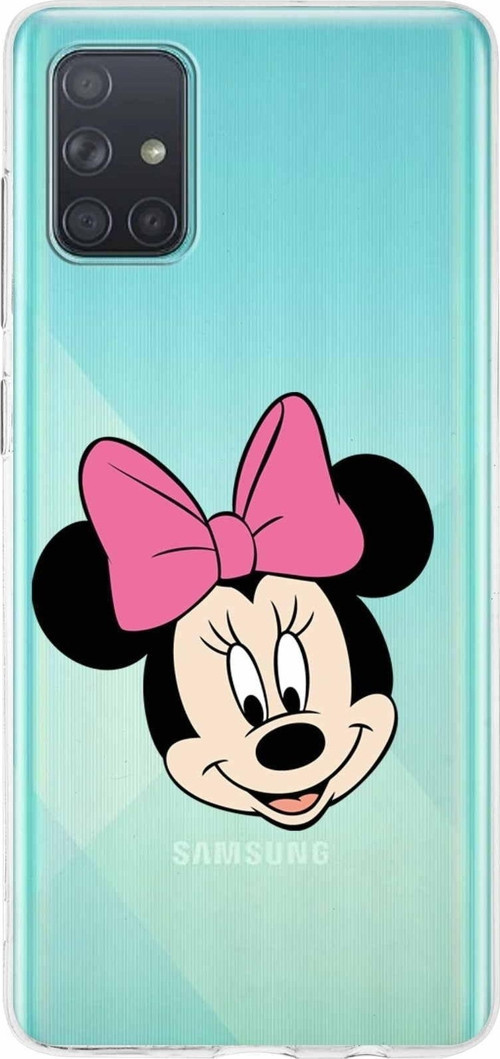 Samsung Galaxy A71 Kapak Minnie Mouse Tasarımlı Şeffaf Silikon Kılıf