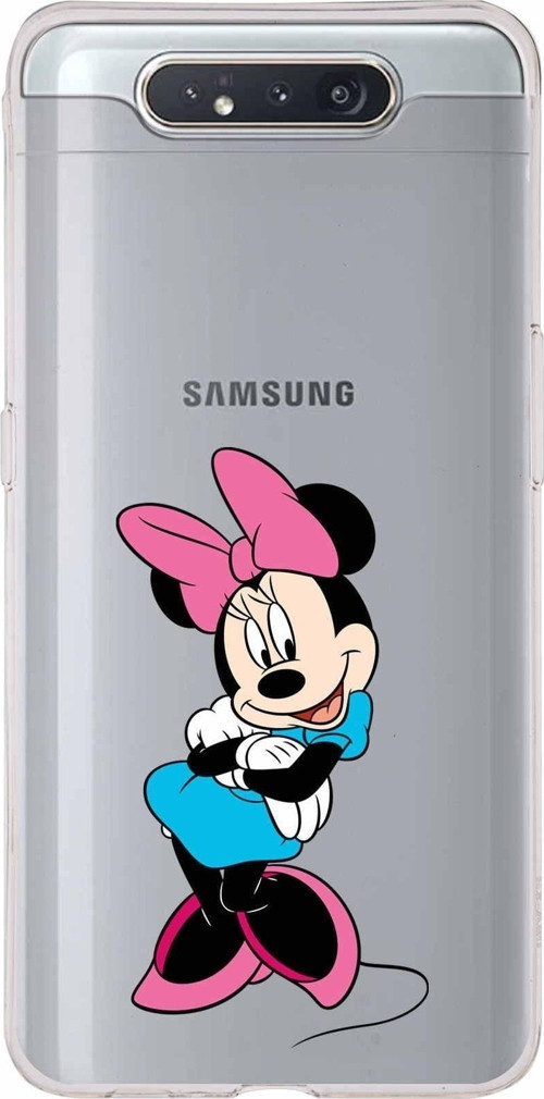 Samsung Galaxy A80 Kapak Minnie Mouse Tasarımlı Şeffaf Silikon Kılıf