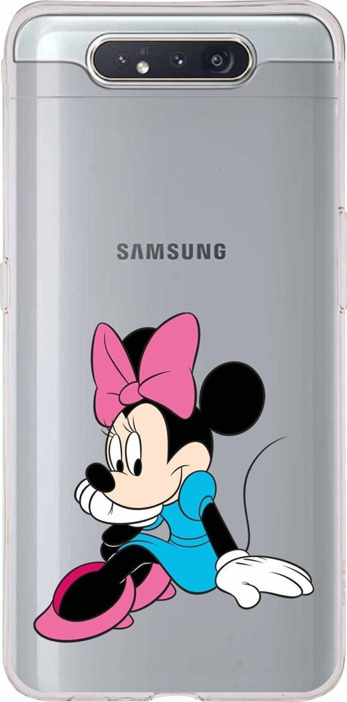 Samsung Galaxy A80 Kapak Minnie Mouse Tasarımlı Şeffaf Silikon Kılıf
