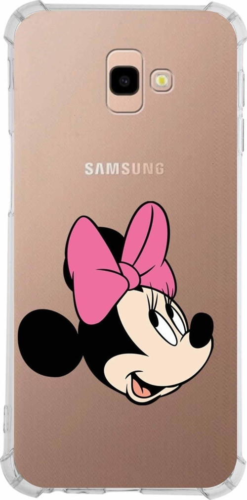 Samsung Galaxy J4 Plus Köşe Korumalı Antişok Kapak Minnie Mouse Tasarımlı Şeffaf Kılıf