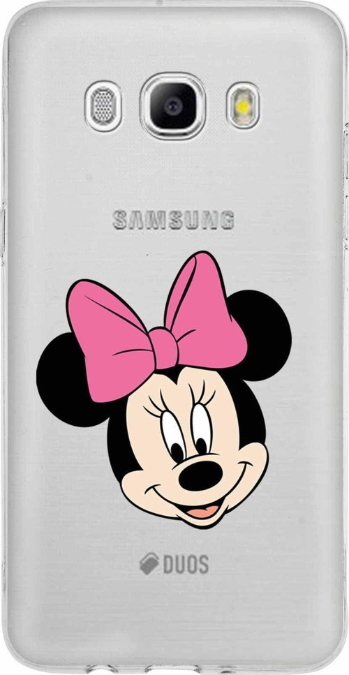 Samsung Galaxy J5 2016 Kapak Minnie Mouse Tasarımlı Şeffaf Silikon Kılıf