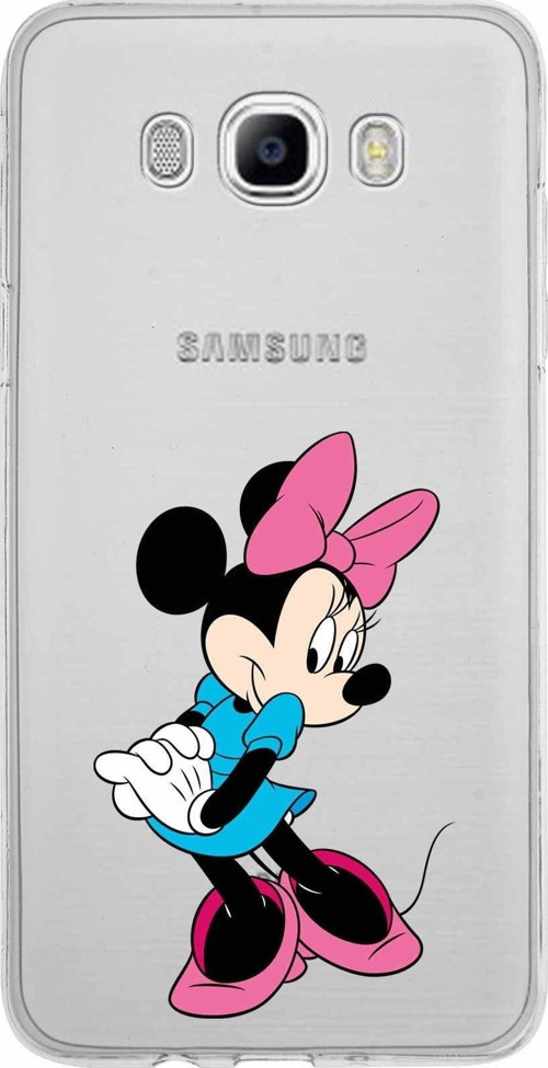 Samsung Galaxy J7 2016 Kapak Minnie Mouse Tasarımlı Şeffaf Silikon Kılıf