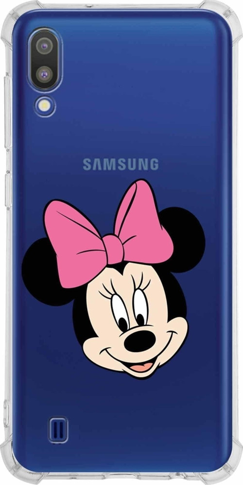 Samsung Galaxy M10 Köşe Korumalı Antişok Kapak Minnie Mouse Tasarımlı Şeffaf Kılıf