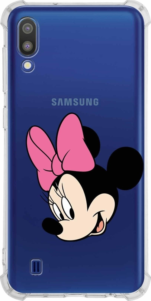 Samsung Galaxy M10 Köşe Korumalı Antişok Kapak Minnie Mouse Tasarımlı Şeffaf Kılıf
