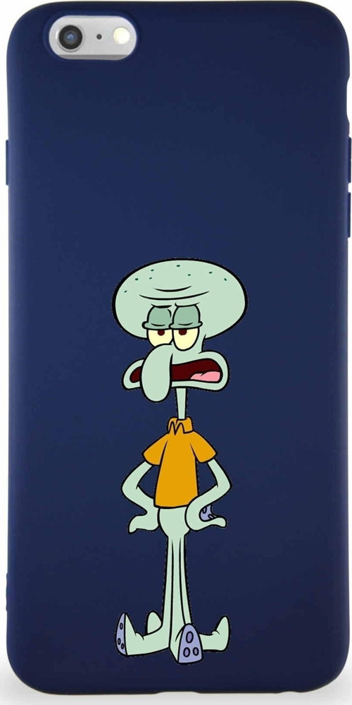 Apple Iphone 6S Plus Soft Premier Kapak Squidward Dokunaç Tasarımlı Silikon Kılıf - Lacivert