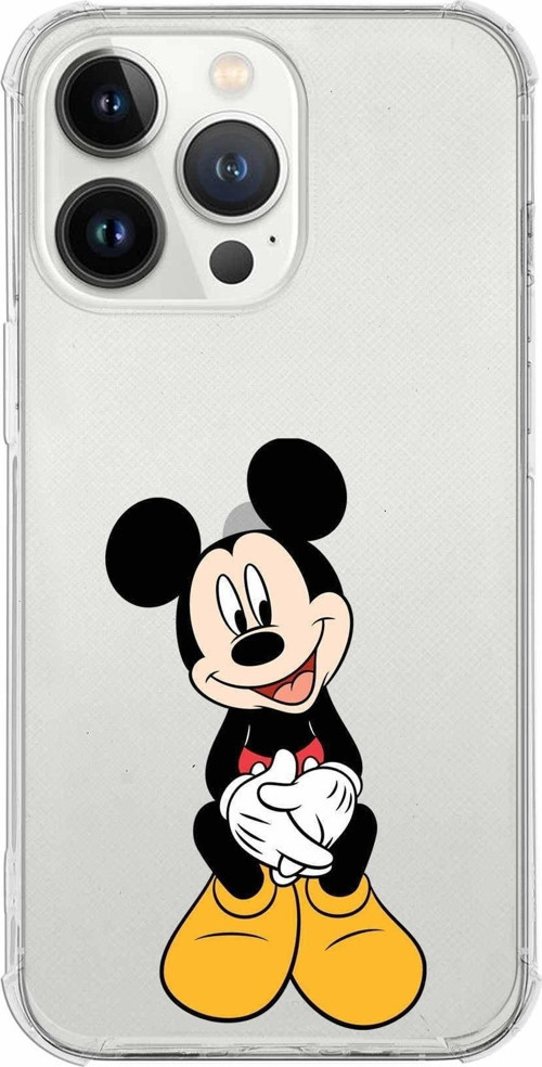 Iphone 13 Promax Uyumlu Köşe Korumalı Antişok Kapak Mickey Mouse Tasarımlı Şeffaf Kılıf