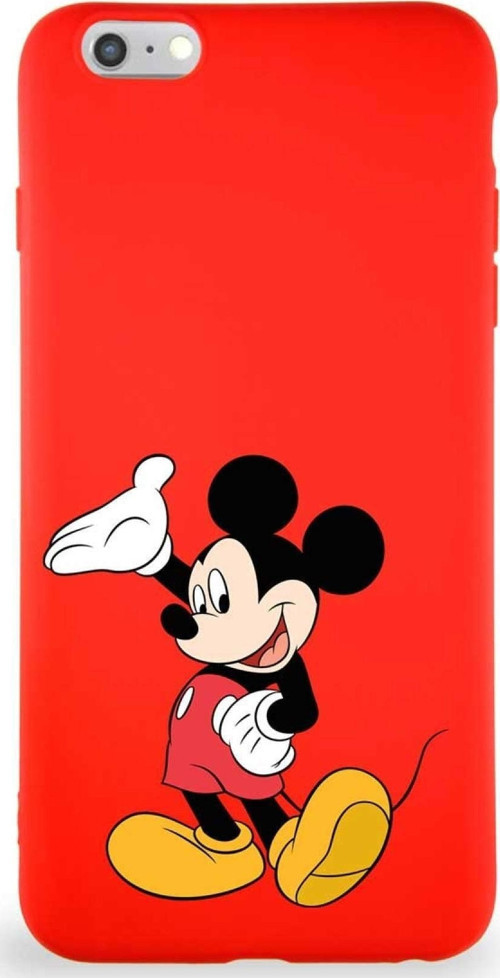 Iphone 6 Plus Uyumlu Soft Premier Kapak Mickey Mouse-C Tasarımlı Silikon Kılıf - Kırmızı