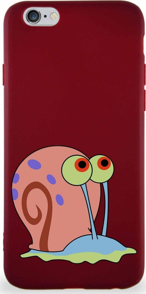 Apple Iphone 6S Soft Premier Kapak Salyangoz Gary Tasarımlı Silikon Kılıf - Mürdüm